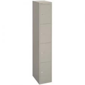 Bisley Basic Contract Locker Lockable with 4 Doors CLK184 Steel 305 x 457 x 1802mm Goose Grey
