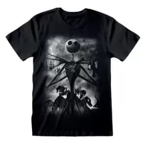 Nightmare Before Christmas Unisex Adult Stormy Skies T-Shirt (XL) (Black)