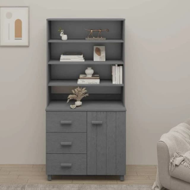 VIDAXL Highboard hamar Solid Wood Pine Dark Grey Vidaxl 8720286942765