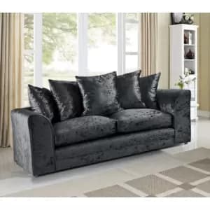 Mirana Modern Crush Velvet 3 Seater Sofa Black