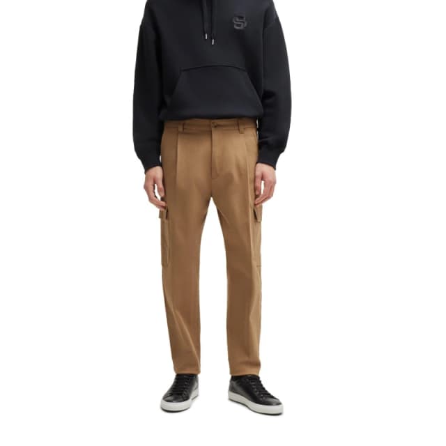 Boss Mens C Perin Cargo Straight Leg Trousers Open Beige male 30