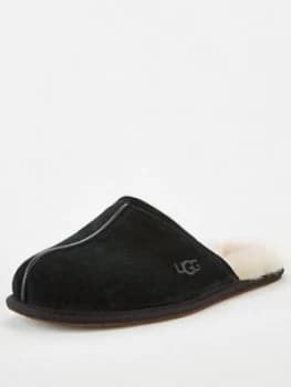 UGG Ugg Scuff Suede Sheepskin Lined Slippers, Black, Size 10, Men