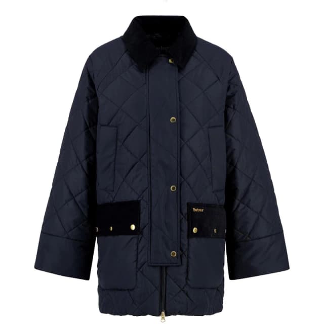 Barbour Womens Aldburgh Quilted Jacket Navy/Drs Tartan female 8 (XS)