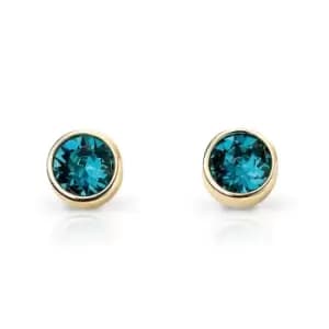 JG Signature Gold Plated Silver December Birthstone Crystal Stud Earrings