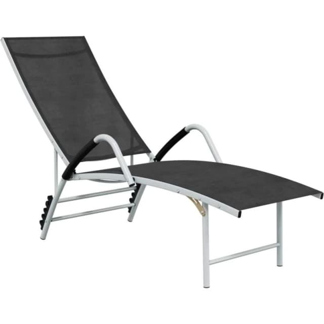 VIDAXL Sun Lounger Textilene and Aluminium Black vidaXL 8720286086742