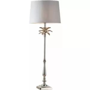 Table Lamp Polished Nickel & Charcoal Linen 60W E27 Base & Shade e10386