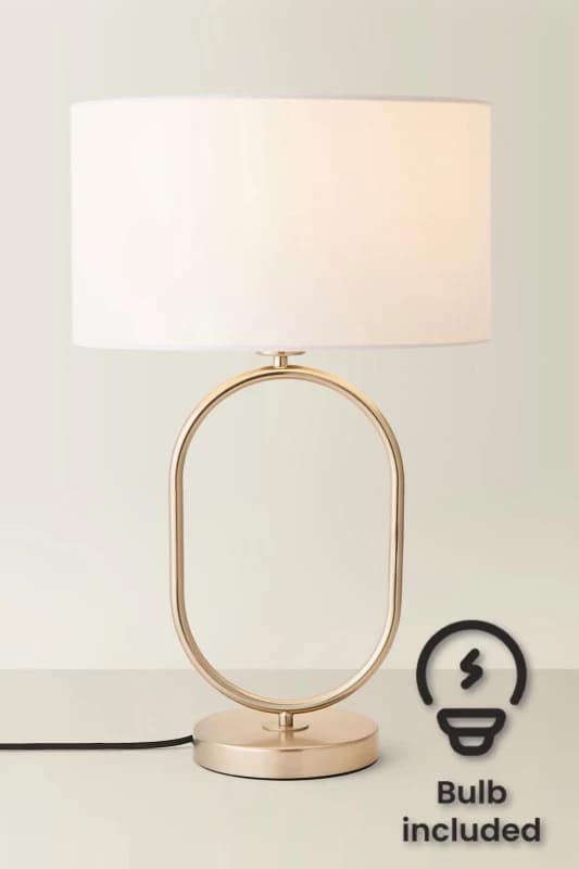 ValueLights ValueLights Antonia Fabric Drum Lamp Shade Brushed Chrome Oval Table Lamp and Bulb in White White One Size Unisex 5059406066771