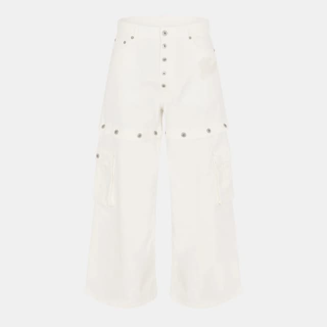 Off White Mens Balloon Wide Leg Jeans Raw White male 31