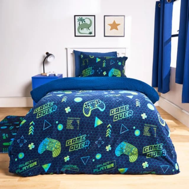 OHS OHS Gaming Fleece Duvet Cover Set Bedding Quilt Warm in Green Size: Single Green Single Unisex 5027434223060