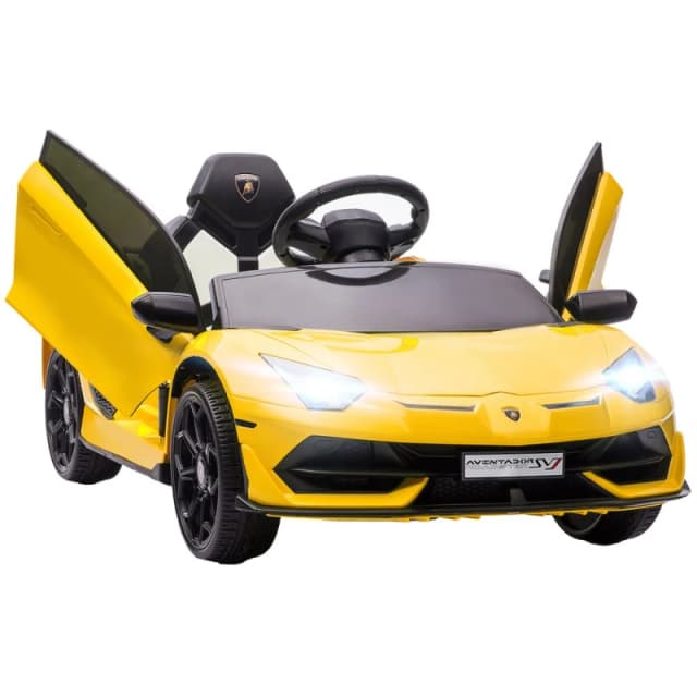 HOMCOM Lamborghini Aventador Licensed 12V Kids Electric Ride On Car - Yellow, Yellow 370-306V70YL