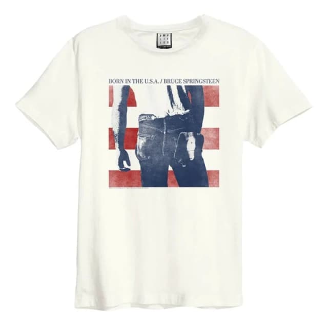 Amplified Mens Born In The USA Bruce Springsteen T-Shirt in White Size: XS White Male XS