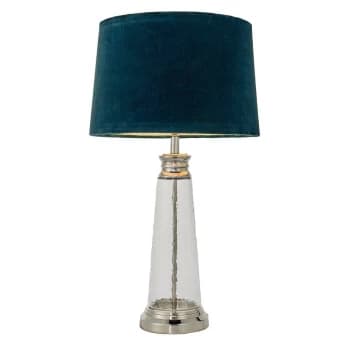 Winslet 1 Light Table Light Clear Hammered Glass & Teal Velvet, E27