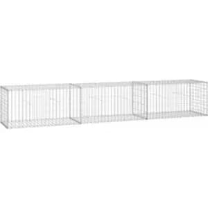 Gabion Wall with Covers Galvanised Steel 300x50x50cm Vidaxl Silver