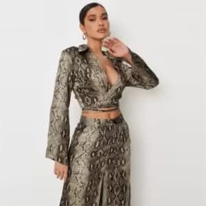 Missguided Wrap Front Shirt Satin - Grey