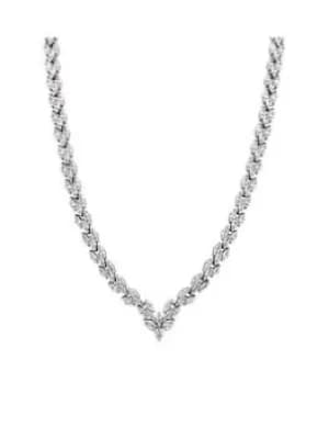 Jon Richard RHODIUM PLATE CUBIC ZIRCONIA BRIDAL V NECKLACE, Silver, Women