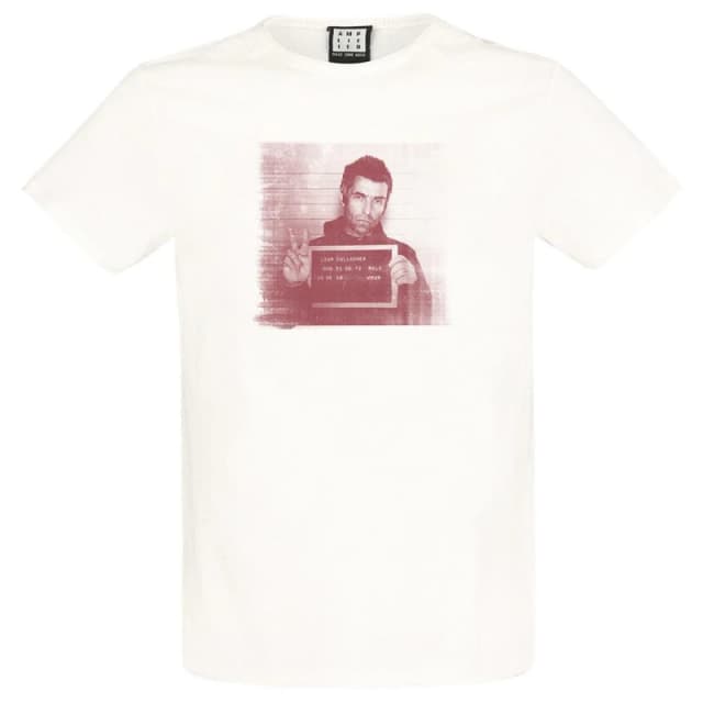 Amplified Amplified Men Face Liam Gallagher Vintage T-Shirt in White Size: Small White S Male 5063470958153