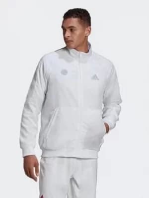 adidas Mens Tennis Uniforia Jacket, White/Silver/Grey Size M Men