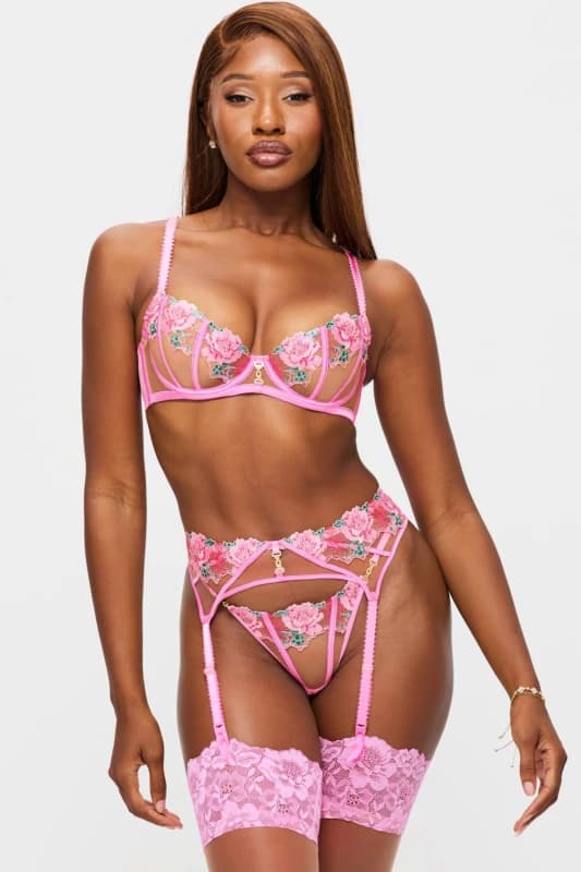 Ann Summers Womens Caged Rose Non Padded Balcony Bra in Pale Pink Size: 32C Pale Pink Female 32C