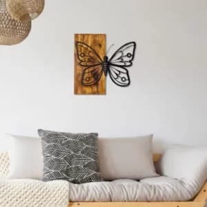 Butterfly 3 Walnut Black Decorative Wooden Wall Accessory