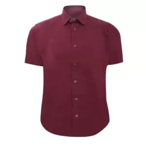 Russell Collection Mens Short Sleeve Easy Care Fitted Shirt (14.5) (Port)