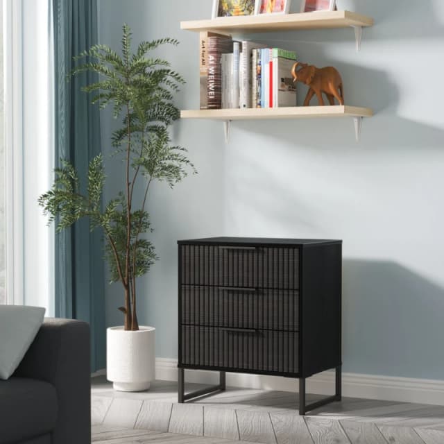 Ready Assembled 2 U Menai 3 Drawer Chest (Ready Assembled) in Black Unisex