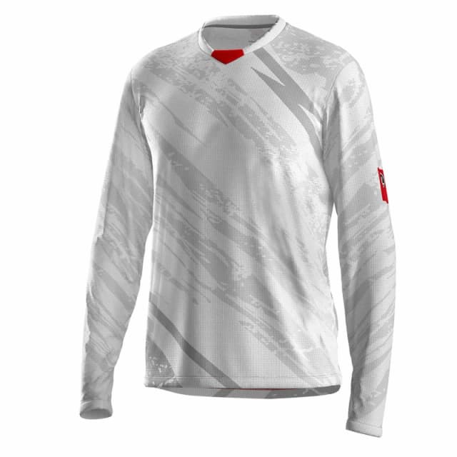 Bicycle Line Mens Ponente UPF 30+ V-Neck Long Sleeve Cycling Jersey Silver male Small