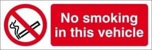 NoSmoking In This Vehicle Sign S/A Vinyl