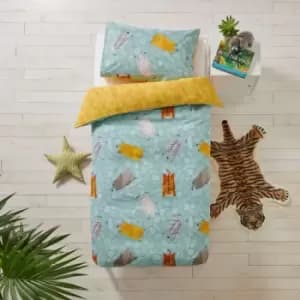 Little Furn. Wild Friends Toddler Duvet Cover Set Cotton Teal