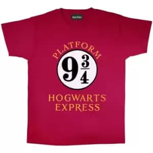Harry Potter Womens/Ladies Hogwarts Express Boyfriend T-Shirt (XXL) (Burgundy/White)