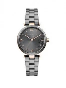 Amanda Walker Eva Grey Sunray And Rose Gold Detail Dial Gunmetal Grey Stainless Steel Bracelet Ladies Watch