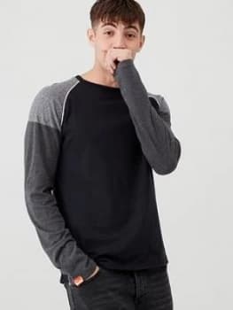 Superdry Desert Long Sleeved Baseball T-Shirt - Black, Size L, Men