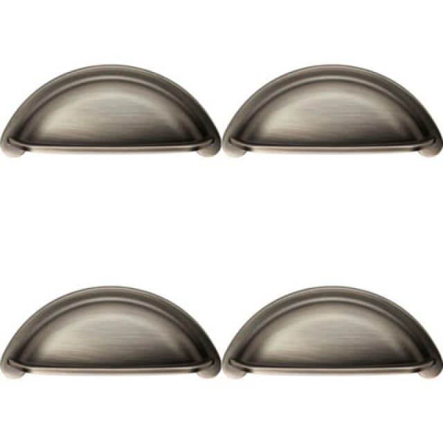 Loops 4x Cabinet Cup Pull Handle 94 x 41.5mm 76mm Fixing Centres Gun Metal Multi unisex