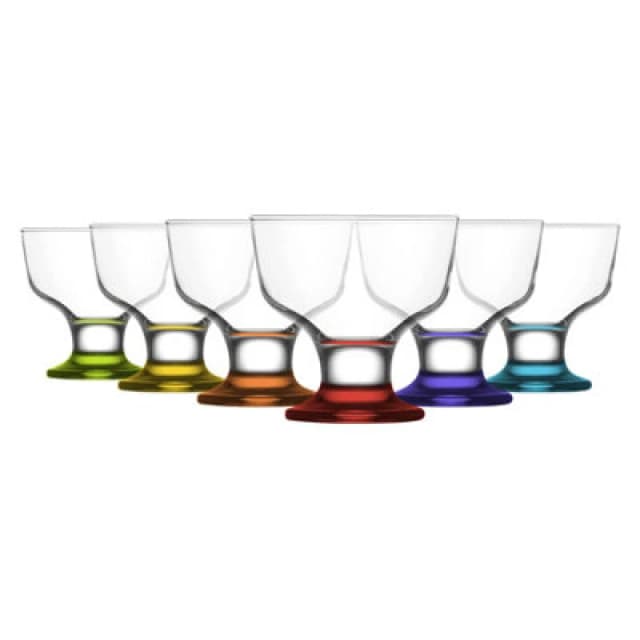 LAV Destina Glass Ice Cream Bowls 10cm Multicolour Pack of 6 Multi unisex