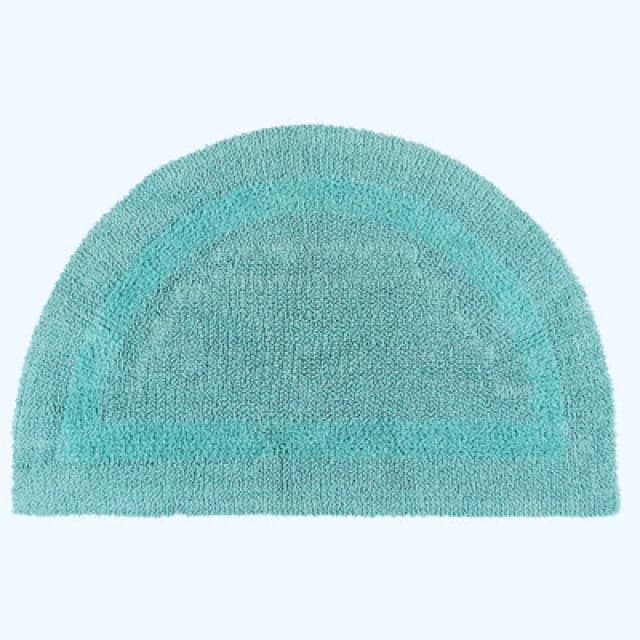 Homescapes Luxury Reversible Semi Circle Bath Mat - Aqua
