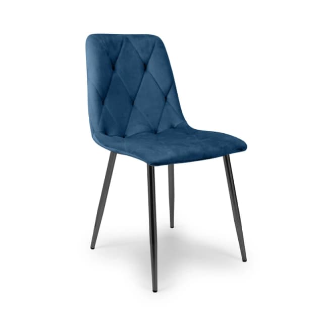 Shankar Set of 4 Vernon Brushed Velvet Dining Chairs Blue unisex 564384