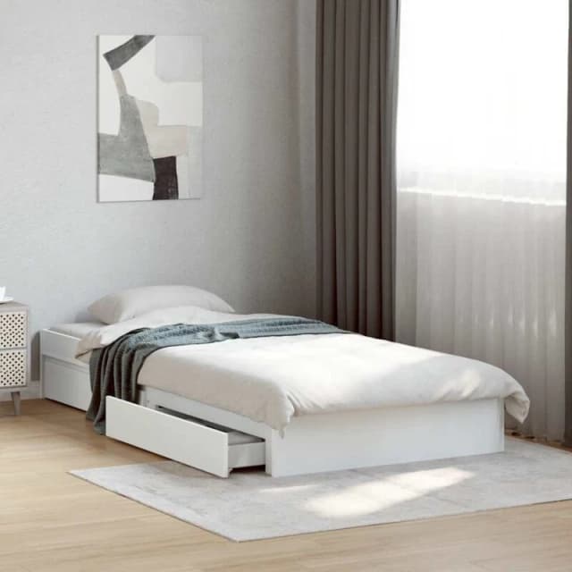 VIDAXL Bed Frame with Drawers without Mattress White 75x190cm Small Single Vidaxl 3280713