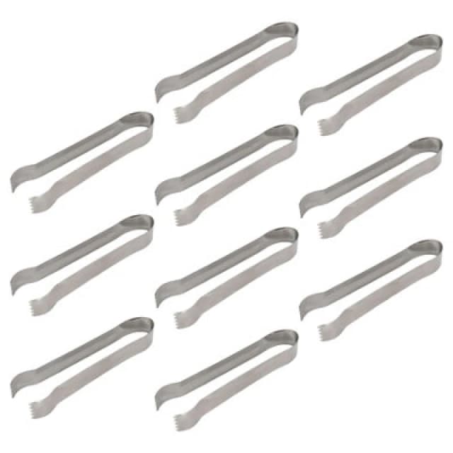 10X Rink Drink Stainless Steel Ice Tongs - 17Cm - Metal Kitchen Party Bar Serving Pincers