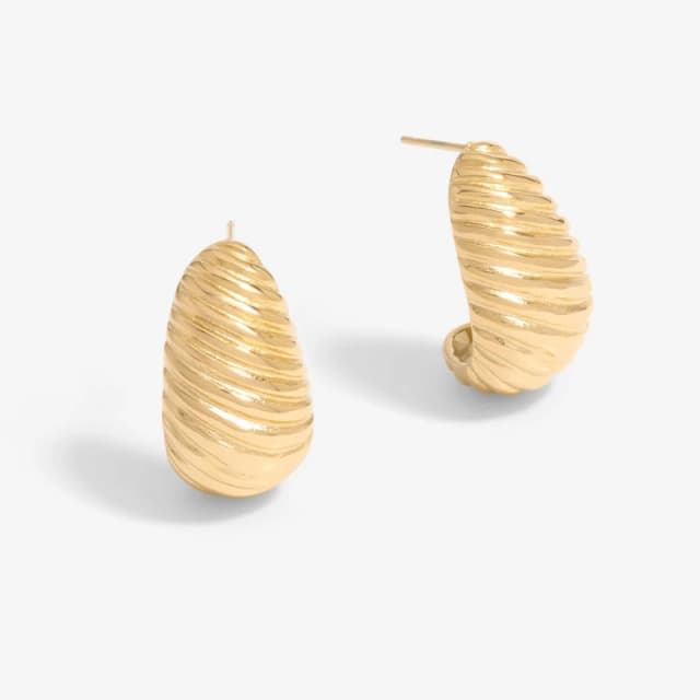 Mood Gold Stainless Steel Ridged Dome Hoop Earrings Gold female