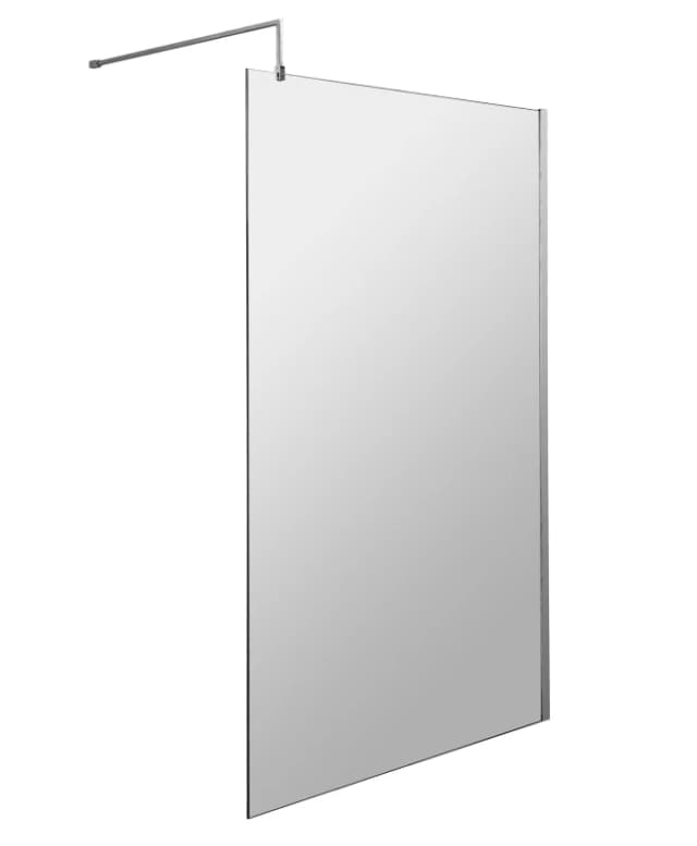 Balterley 8mm Safety Glass Screen and Support Bar Polished Chrome 1200x1850mm Silver