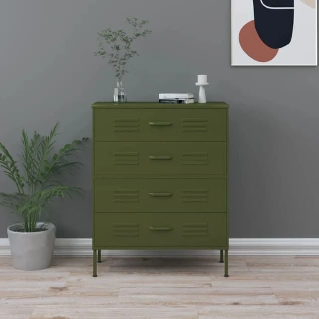 VIDAXL Chest of Drawers Olive Green 80x35x101.5cm Steel Vidaxl 8720286565100
