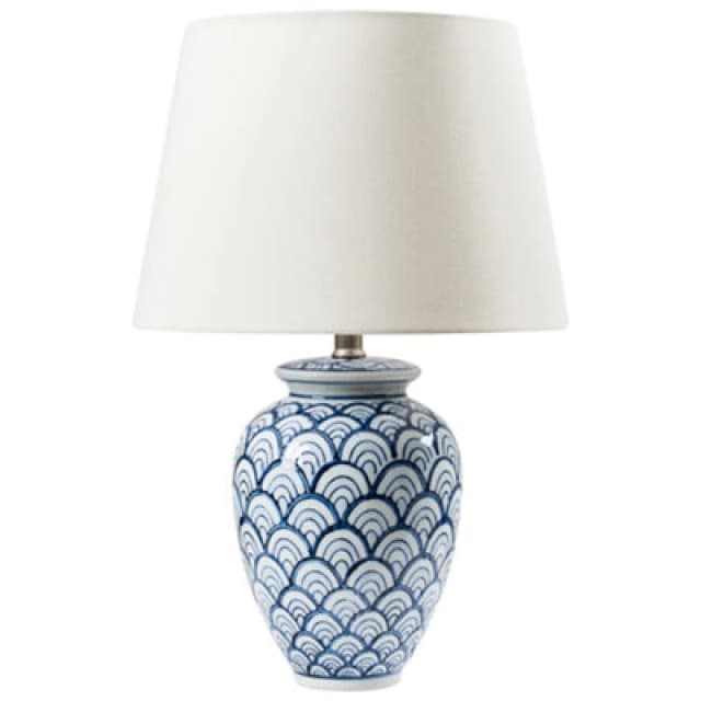Beliani Table Lamp Jauca Porcelain White/ Blue