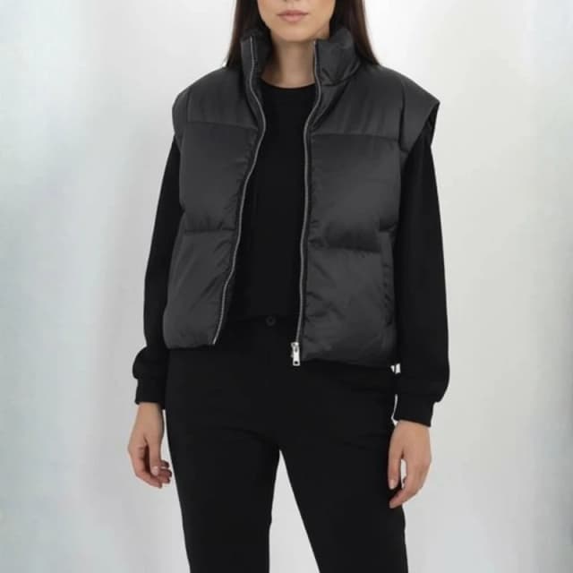 Brave Soul BS Womens Matte High Neck Puffer Gilet Black female 8 (XS)