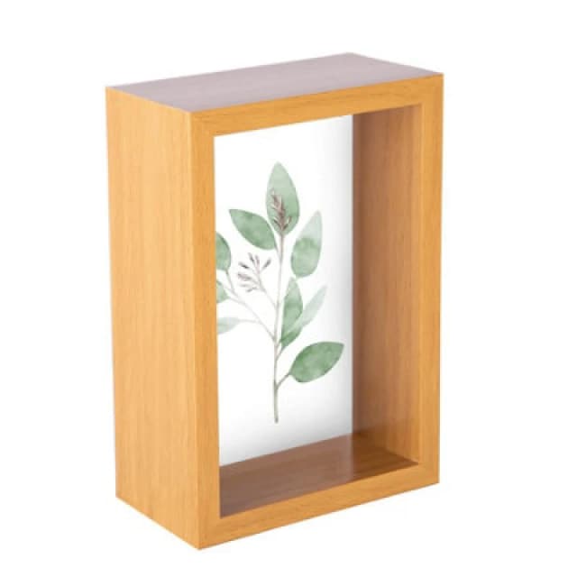 Nicola Spring 4 X 6" Deep Photo Frame - Light Wood - 3D Deep Box Picture Frame Portrait Display Case (17.5 X 12.5Cm)