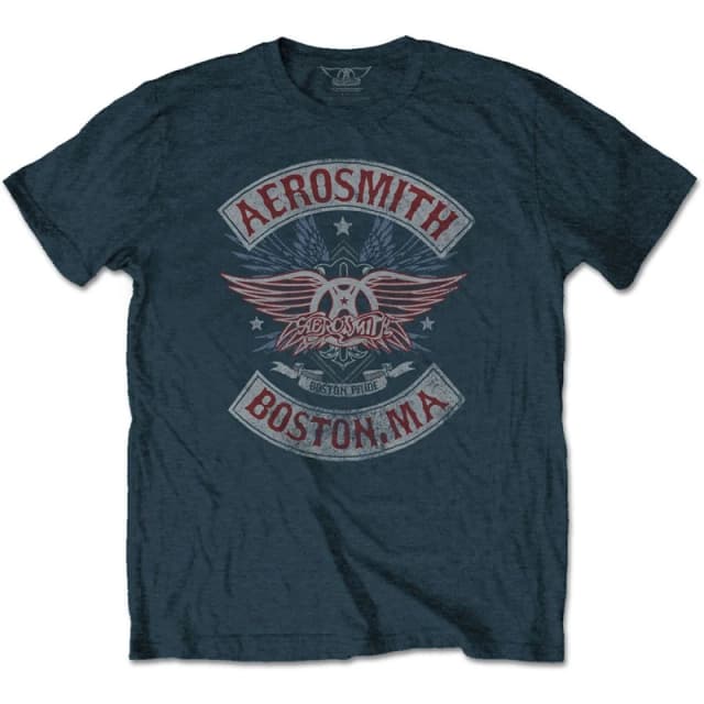 Aerosmith Mens Boston Pride Cotton T-Shirt in Blue Size: Small Blue Male S