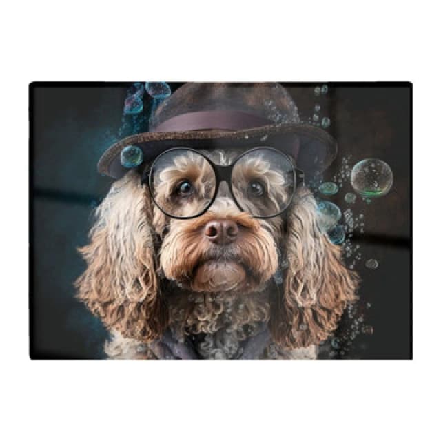 Warren Reed Designer Cockapoo Dog With Glasses Splashart Chopping Board