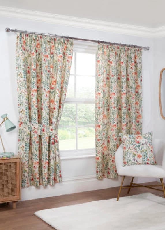 Sundour Amaryllis - Fully Lined Floral Curtains - Pencil Pleat - Polycotton (Multi,tie Backs 26''(Pair))