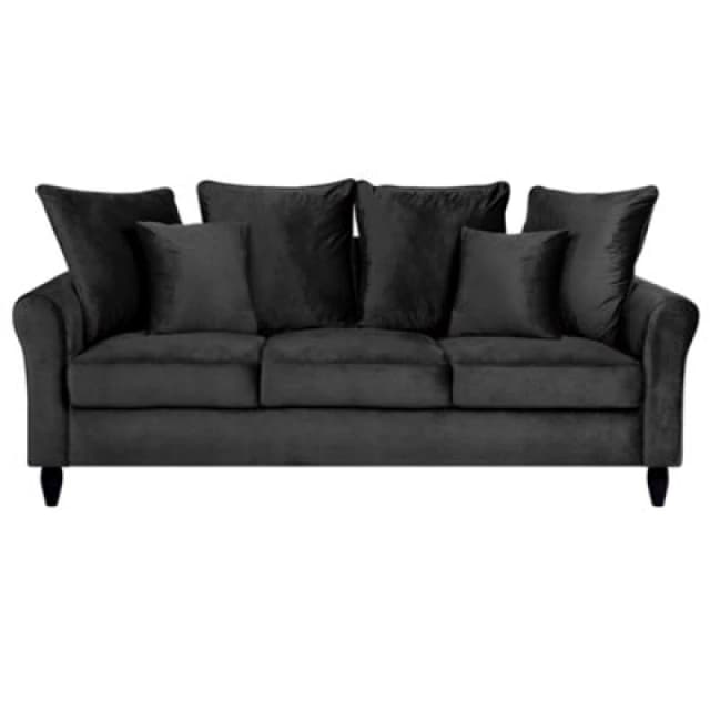 Beliani Sofa 3 Seater Bornholm Velvet Black