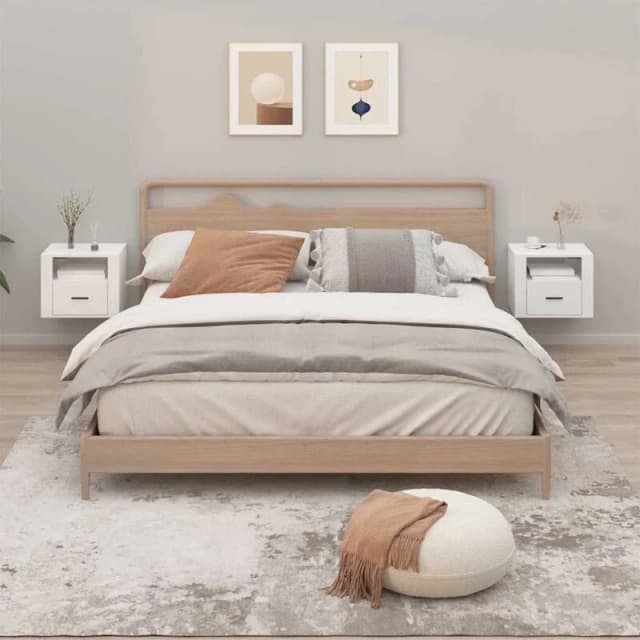 Vidaxl Wall-mounted Bedside Cabinets 2 Pcs High Gloss White 50X36X40Cm, White 816885
