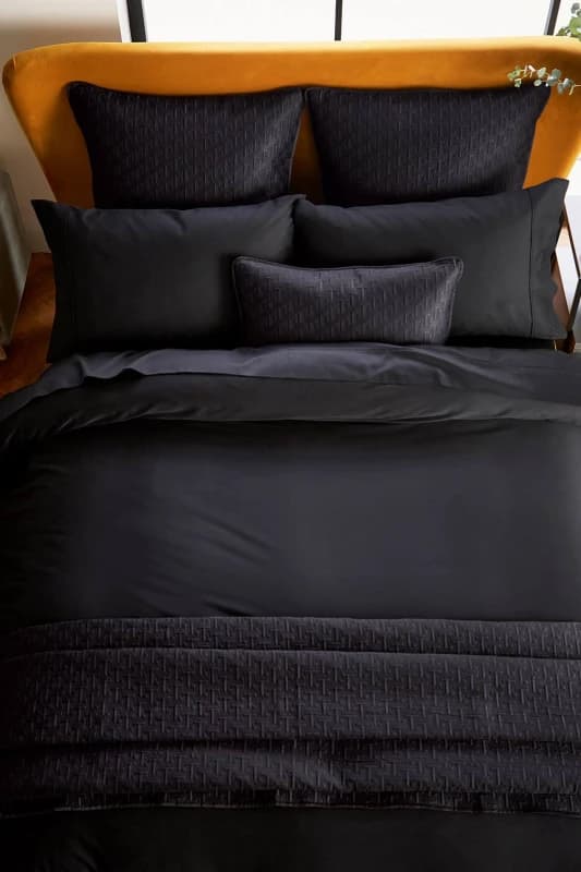 Ted Baker 'TB Plain Dye' Cotton Sateen Duvet Cover in Black Size: Super King Black Unisex Super King