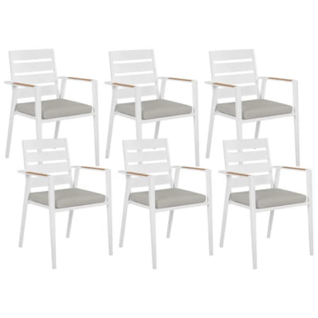 Beliani Set Of 6 Garden Chairs With Cushions Taviano Metal Grey